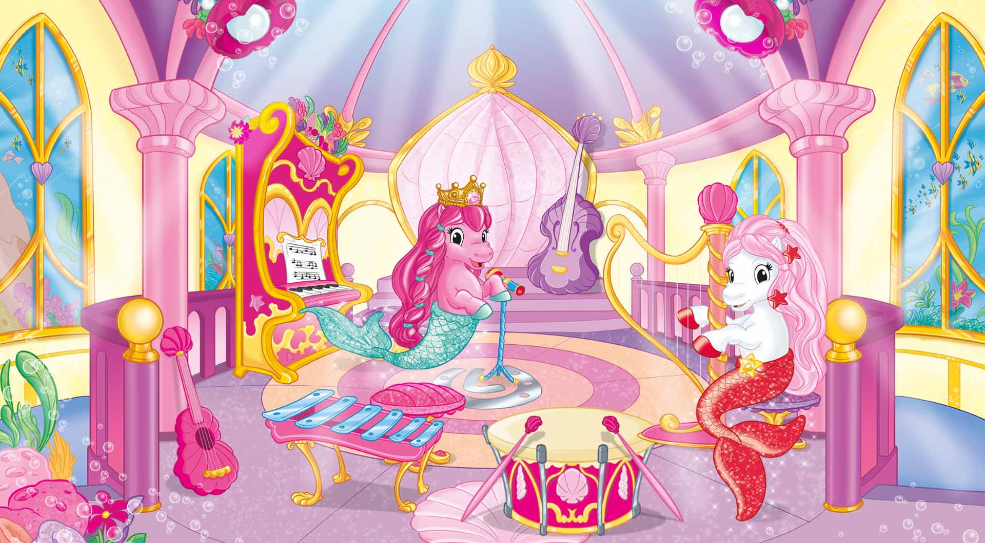 Stella und Nixie machen Musik im Musikzimmer