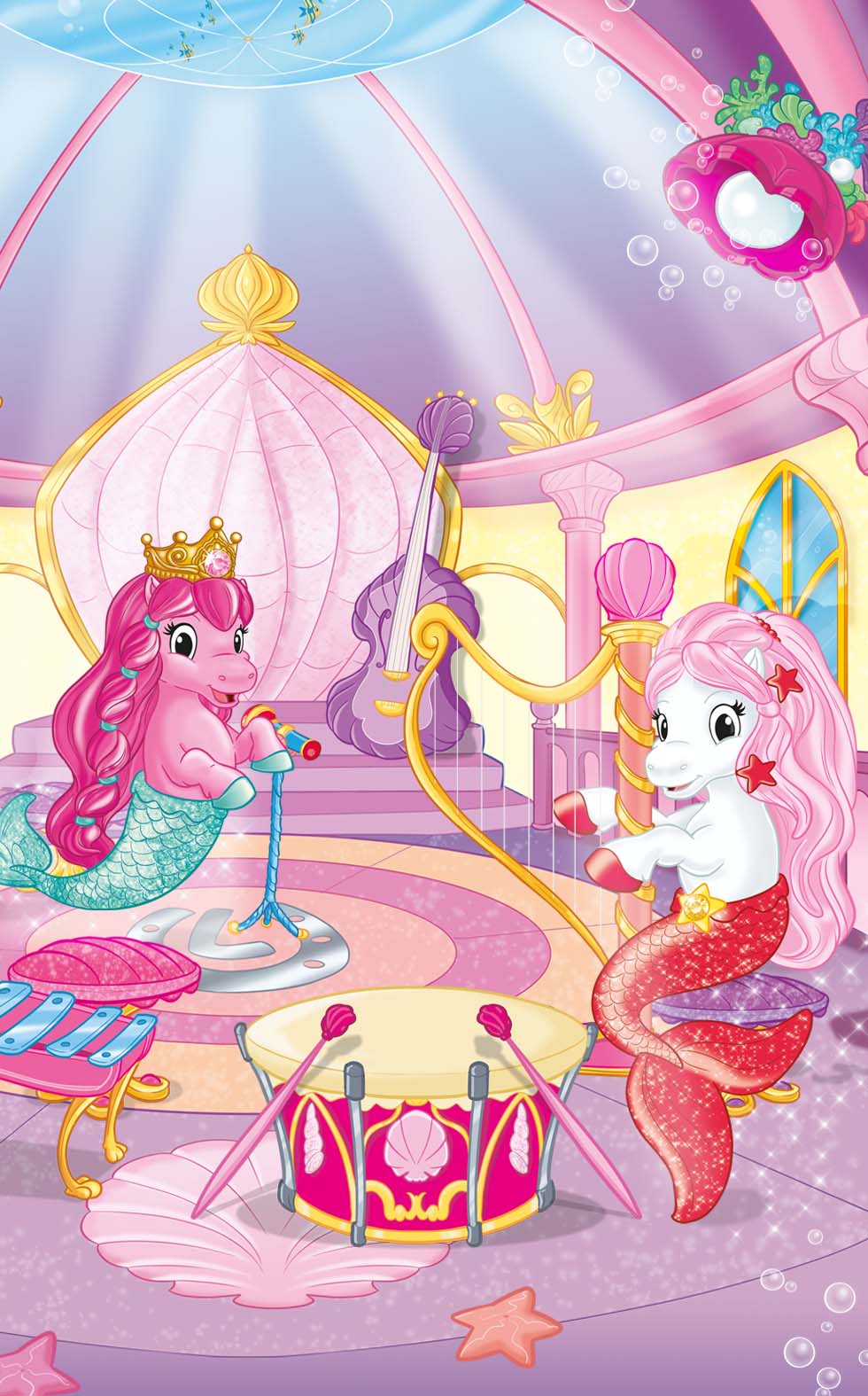 Stella und Nixie machen Musik im Musikzimmer