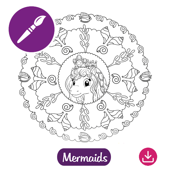 Lissy Pony Malbild Mermaids Mandala